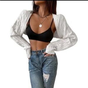 NWT Wild Fable cream drop shoulder cable knit bolero sweater Large